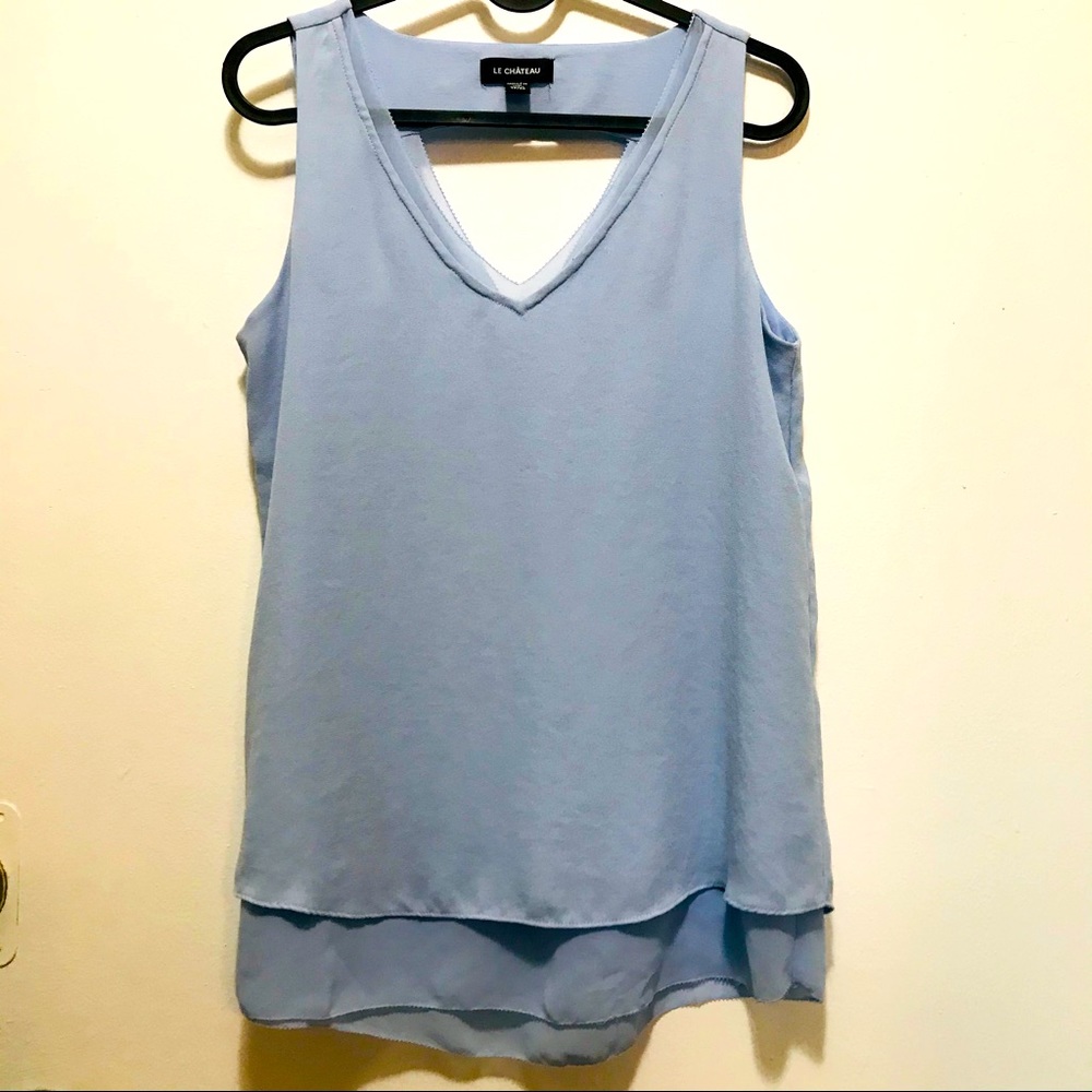 Le Chateau V-neck sleeveless blouse light blue XS